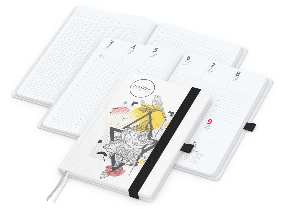 Wochenkalender vorne + Notizen hinten Match-Hybrid Papier-Hardcover - schwarz