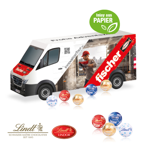 3D Adventskalender "Transporter" mit Lindt Minis mit Papier-Inlay