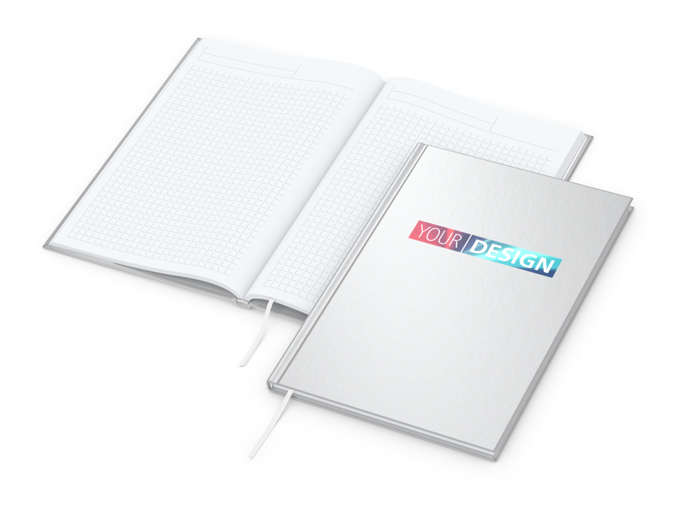 Notizbuch Memo-Book, A5, Winkelkaro, silber