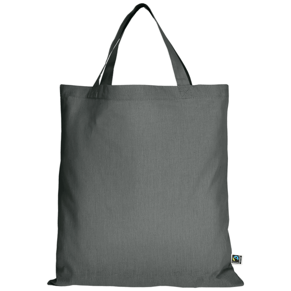 Tasche aus Fairtrade-zertifizierter Baumwolle mit zwei kurzen Henkeln, ca. 140 g/m² - stahlgrau