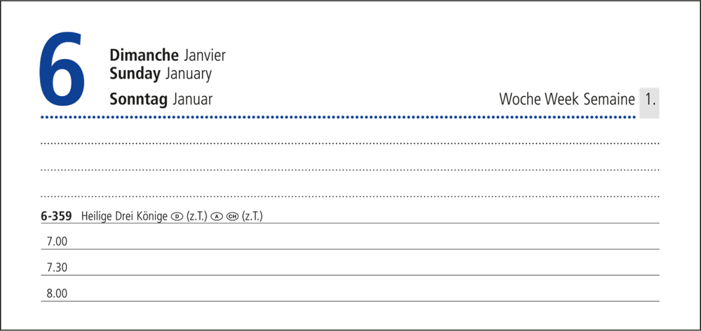 Tageskalender Manager Monatsregister, Siebdruck-Digital