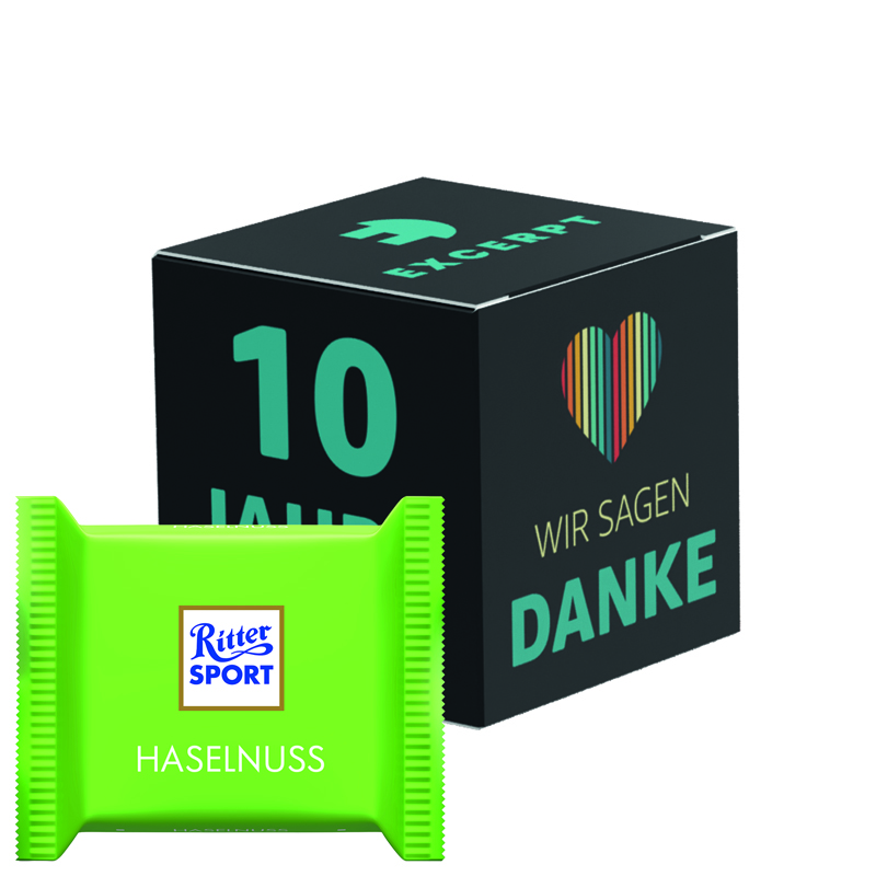 Werbewürfel, Ritter SPORT mini Haselnuss