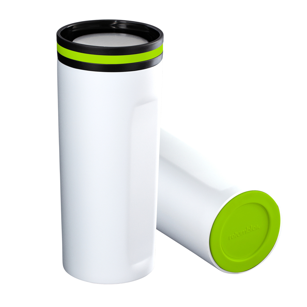 Thermobecher RETUMBLER-mySTEELONE - hellgrün, silber, weiß
