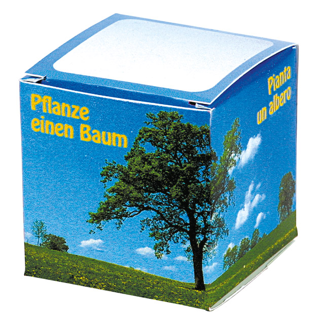 Würfel Baum Robinie (4-sprachig), inkl. Digitaldruck 1-4/0 c