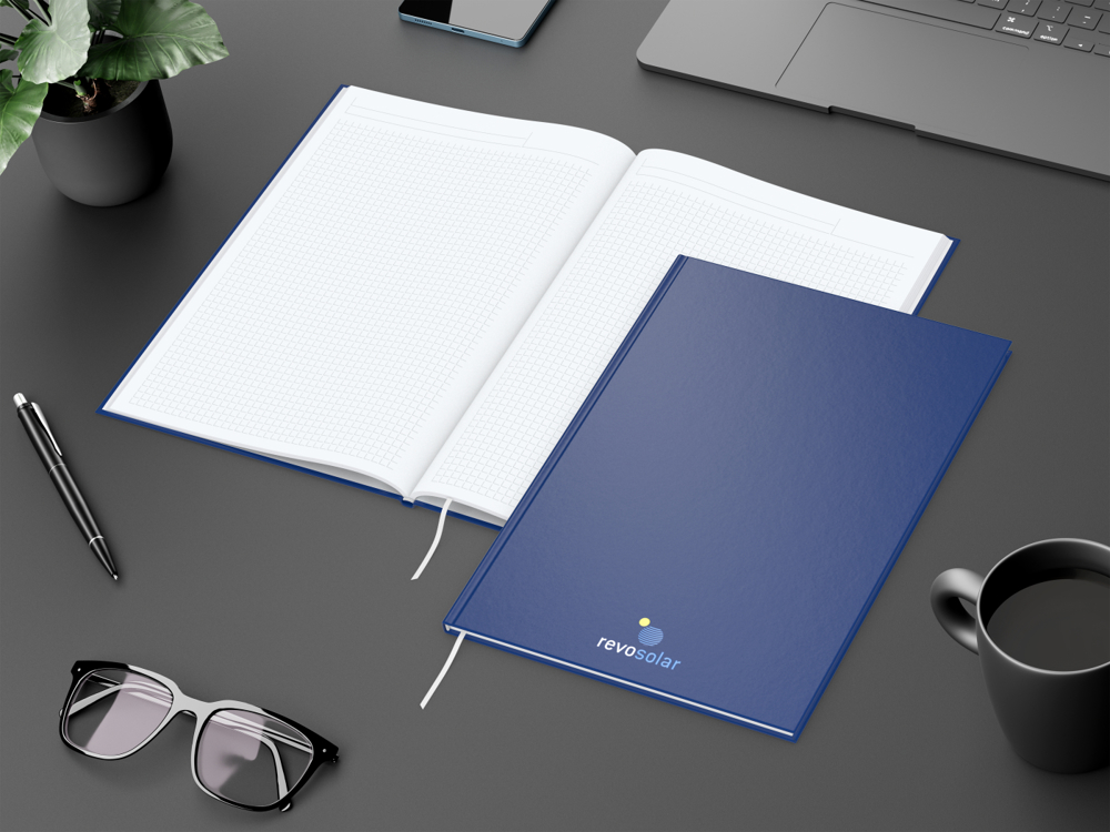 Notizbuch Memo-Book, A4, Winkelkaro, dunkelblau