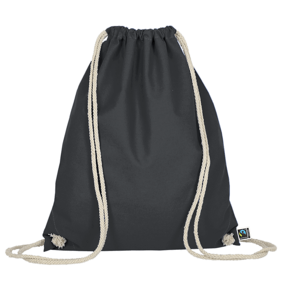 Turnbeutel aus Fairtrade-zertifizierter Baumwolle, ca. 140 g/m² - anthrazit