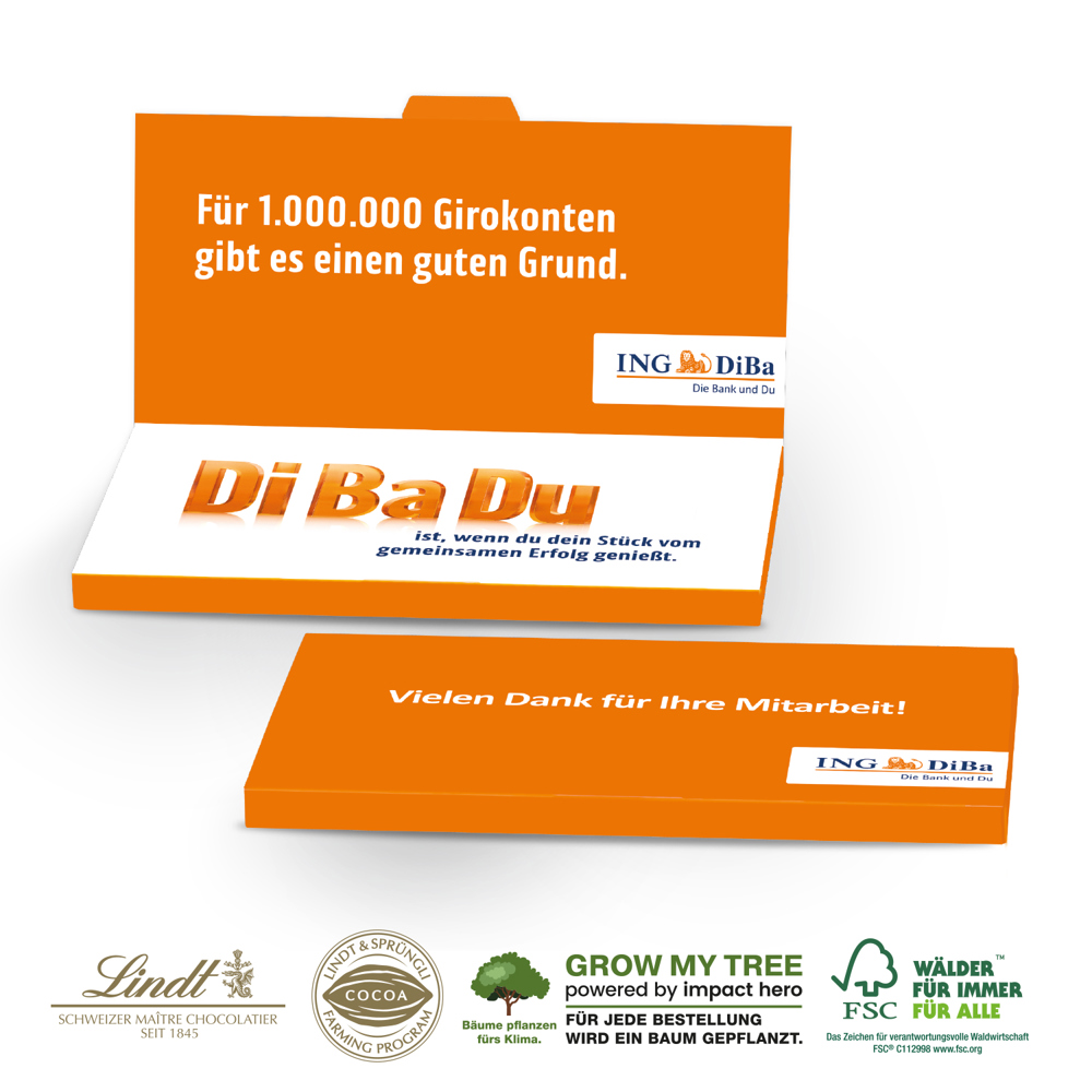 GRUßKARTE MIT SCHOKOLADENTAFEL VON LINDT EXCELLENCE