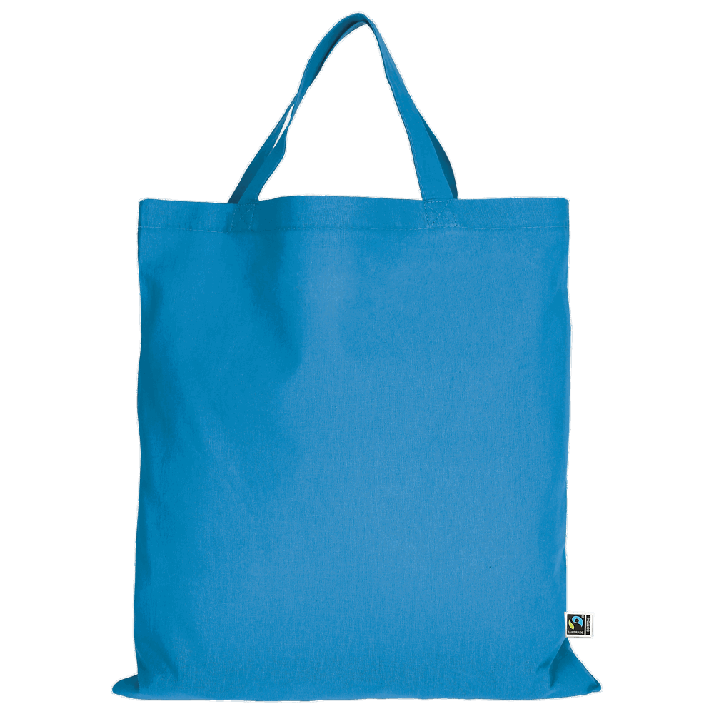Tasche aus Fairtrade-zertifizierter Baumwolle mit zwei kurzen Henkeln, ca. 140 g/m² - hellblau