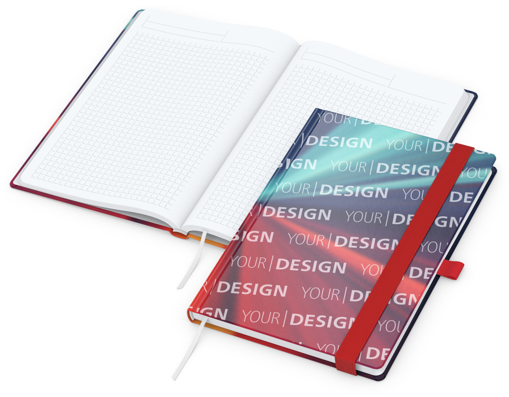 Notizbuch Match-Book White Bestseller, A5, Cover-Star, gloss-individuell, rot