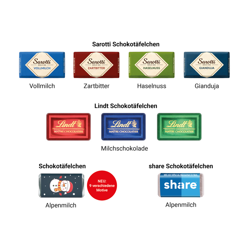 Täfelchen Adventskalender Haus, Sarotti Schokoladen-Täfelchen